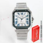 TW Factory 1-1 Best Replica Cartier Santos Large Model Men's Watch Blue ADLC White Dial